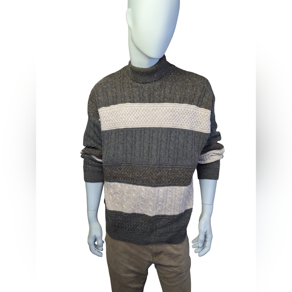 Vintage Profilo Sport Wool Blend Chunky Knit Turtleneck, Made In Canada, XL